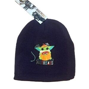 Star Wars Grogu Halloween Knit Hat NEW Kids Trick or Treat Pumpkin Black